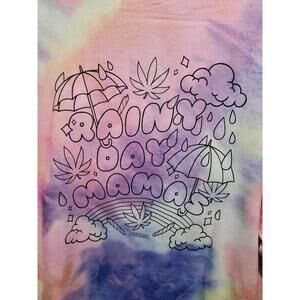 Pastel Tie Dye Zip Up Jacket “Rainy Day Mama” Graphic Oversized